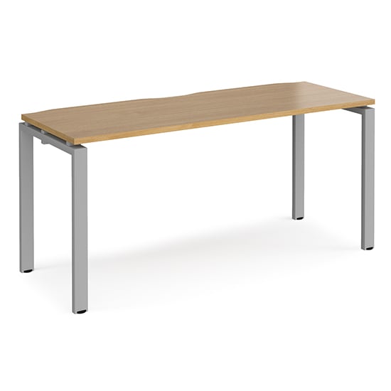 Photo of Arkos 1600mm wooden computer desk in oak with silver legs