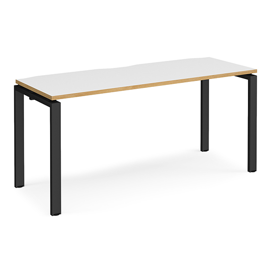 Read more about Arkos 1600mm computer desk in white and oak with black legs