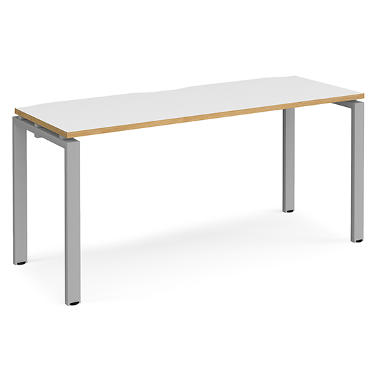 Read more about Arkos 1600mm computer desk in white and oak with silver legs