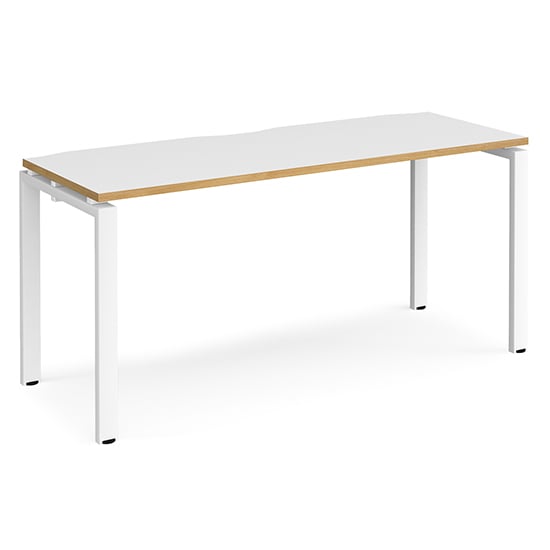 Arkos 1600mm Computer Desk In White And Oak With White Legs
