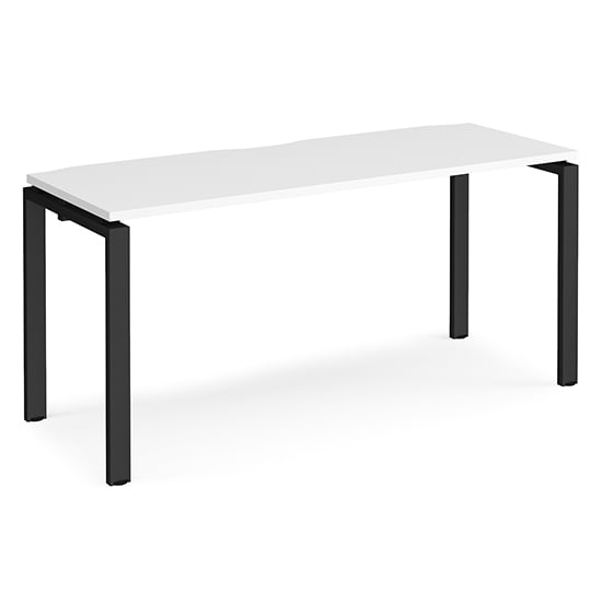 Arkos 1600mm Wooden Computer Desk In White With Black Legs