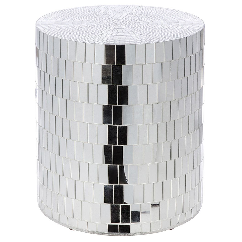 Arlee Mirrored Round Side Table In Silver