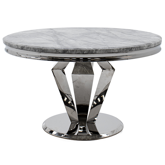 Read more about Arleen round marble dining table with steel base in grey