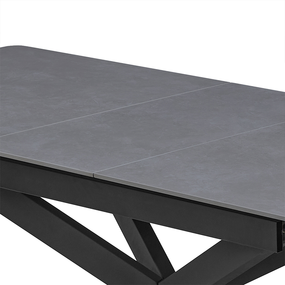 Arles Sintered Stone Extending Dining Table In Dark Grey