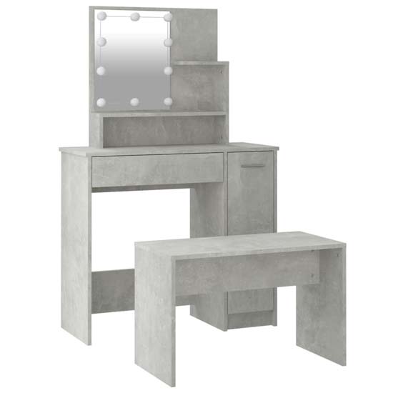 Arles Wooden Dressing Table Set In Concrete Effect With LED