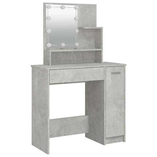 Arles Wooden Dressing Table Set In Concrete Effect With LED