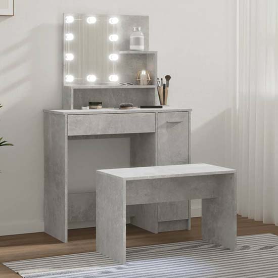 Read more about Arles wooden dressing table set in concrete effect with led