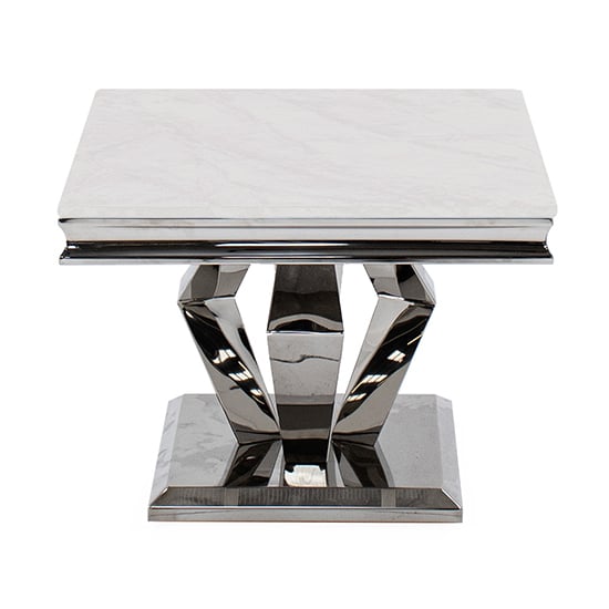 Arlesey Square Marble Lamp Table In Cream