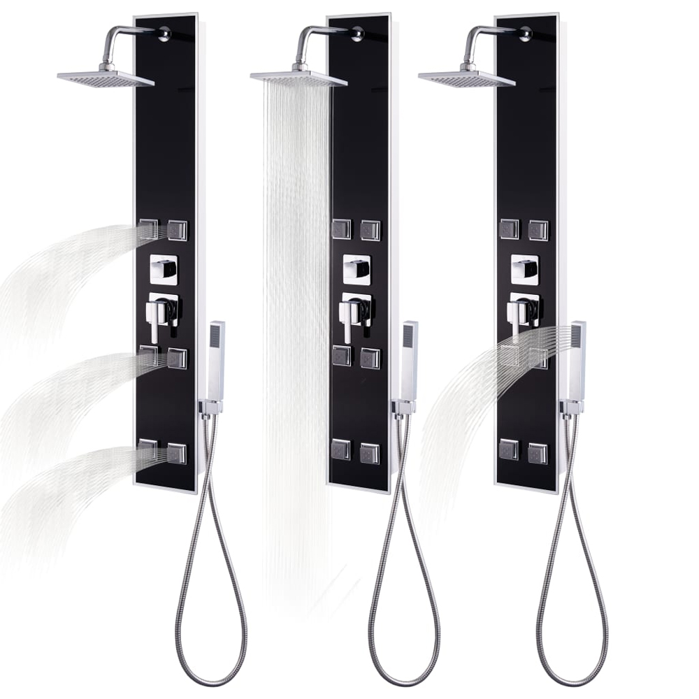 Arlington 3 Modes Shower Panel System With Shower Kit 1200mm Height - Black