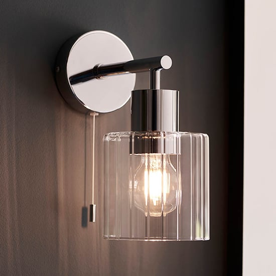 Read more about Arlington clear ribbed glass wall light in chrome