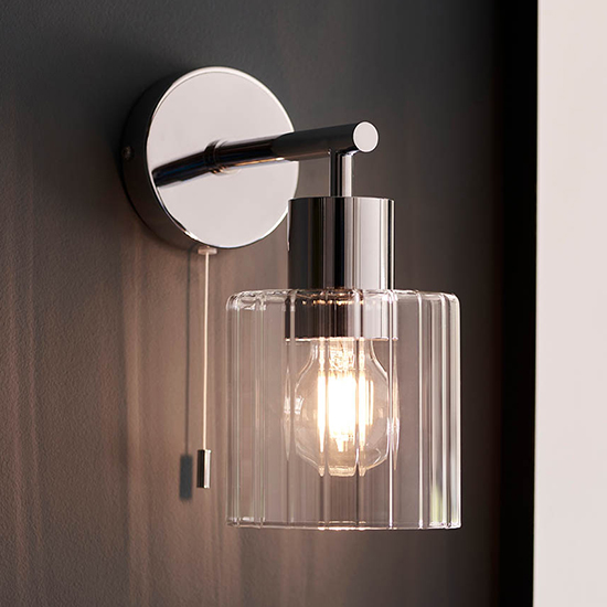 Read more about Arlington clear ribbed glass wall light in chrome