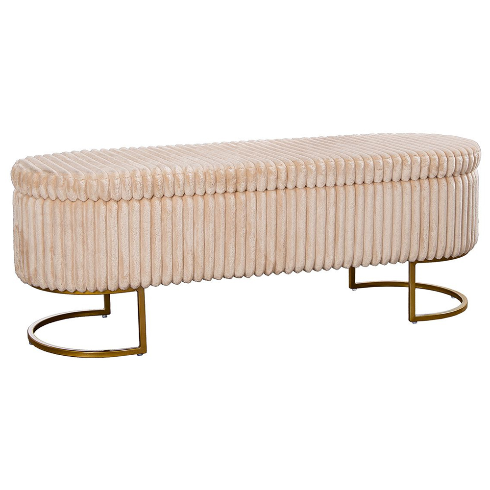 Arlington Fabric Ottoman With Metal Legs In Beige