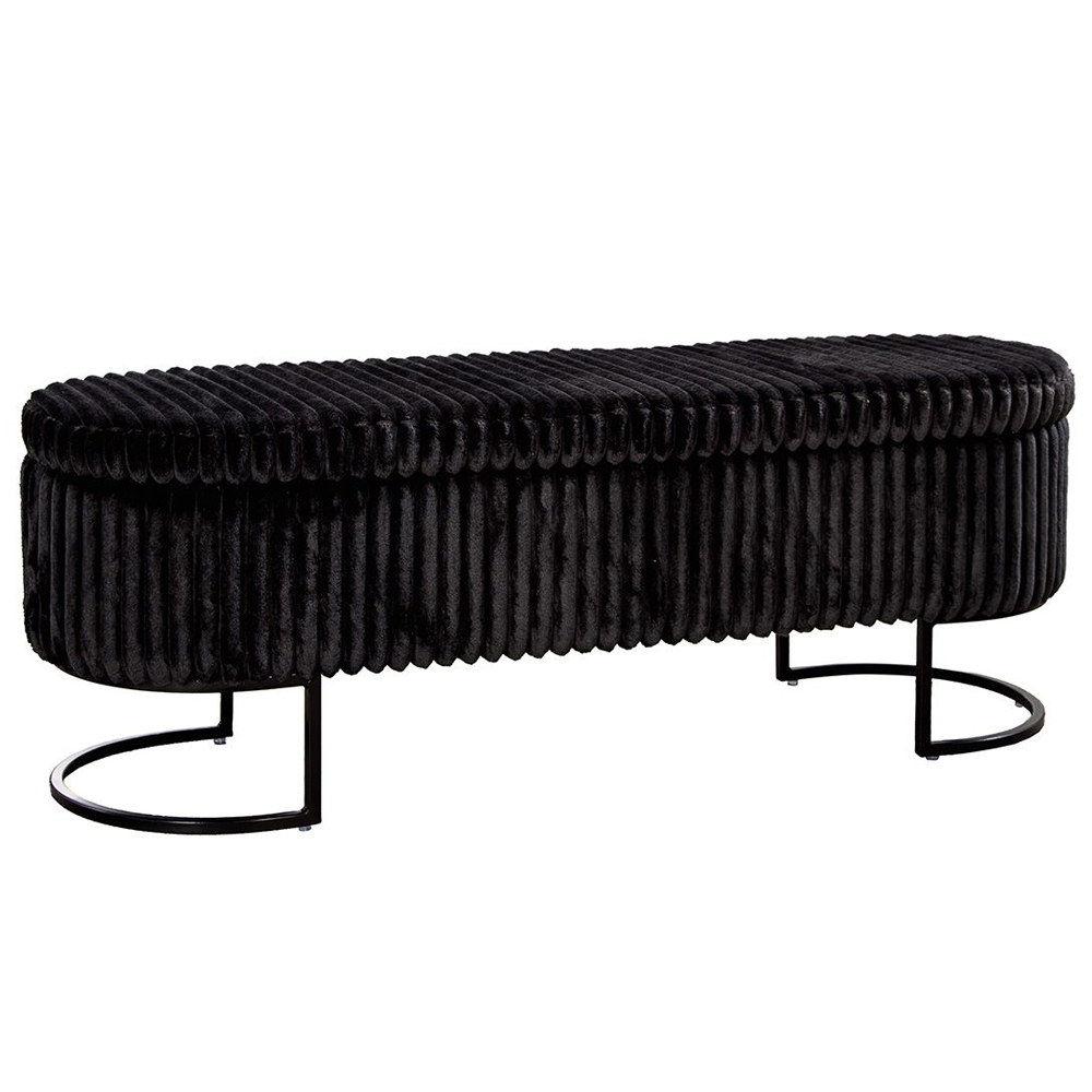 Arlington Fabric Ottoman With Metal Legs In Black
