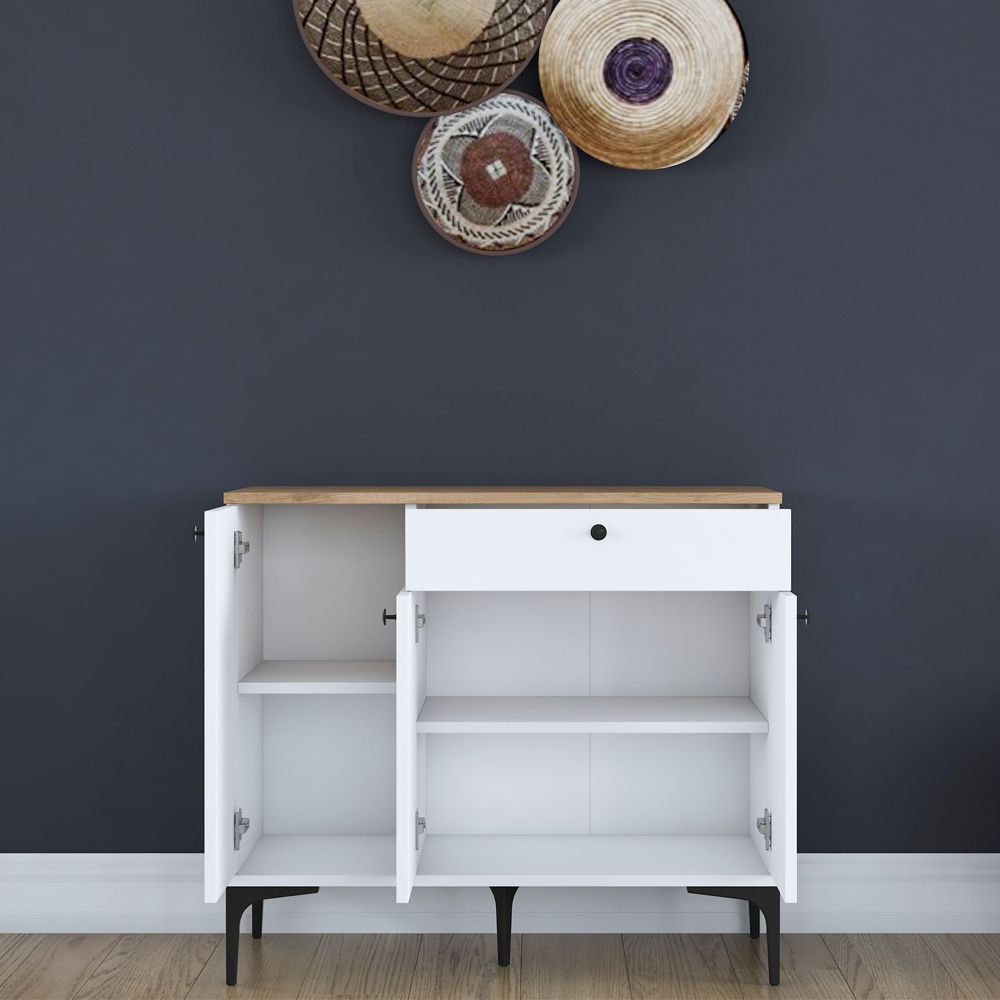Arlivo Wooden Coffee Station Cabinets with 3 Doors in White