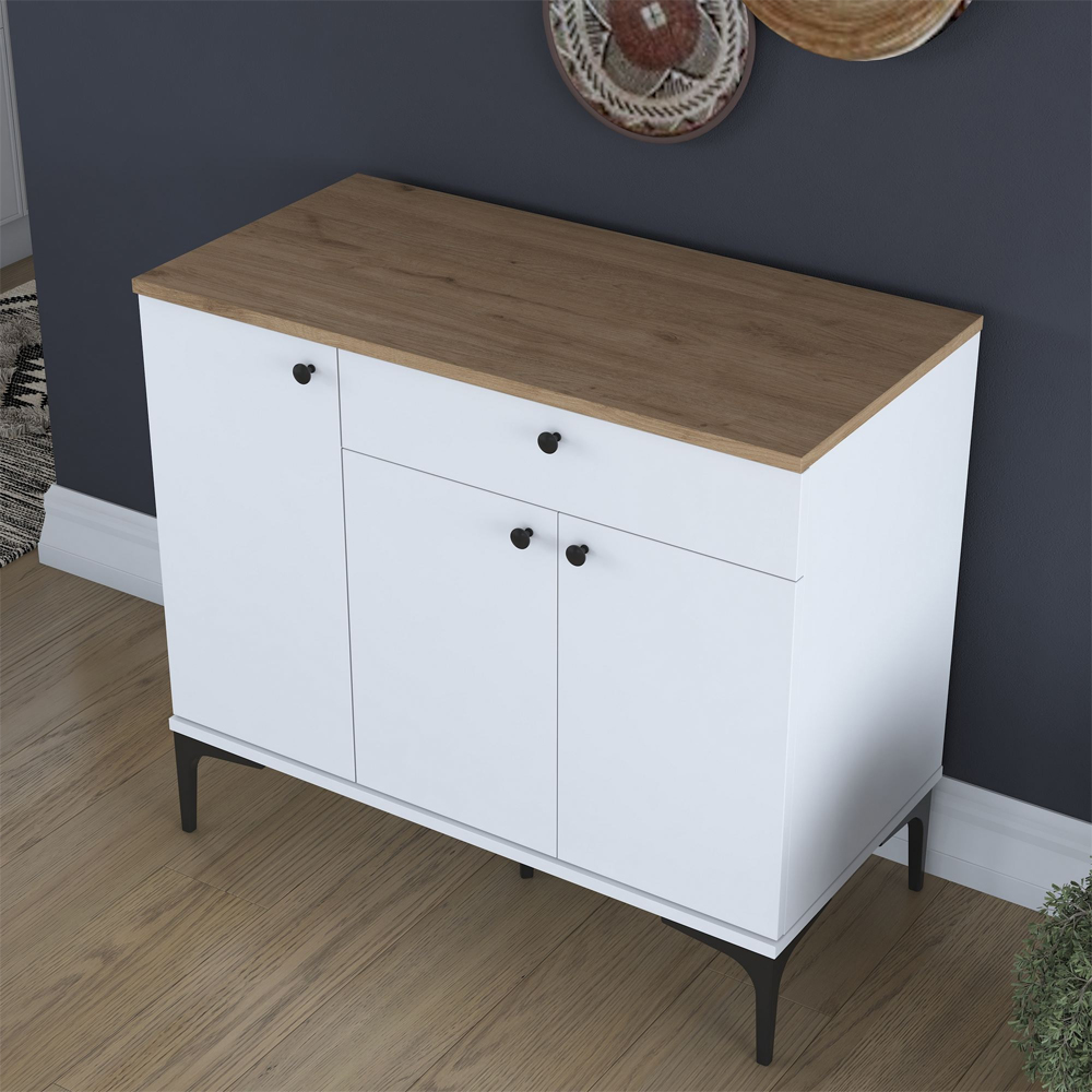 Arlivo Wooden Coffee Station Cabinets with 3 Doors in White