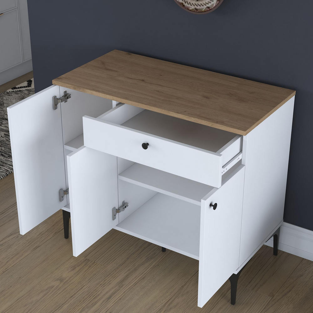 Arlivo Wooden Coffee Station Cabinets with 3 Doors in White