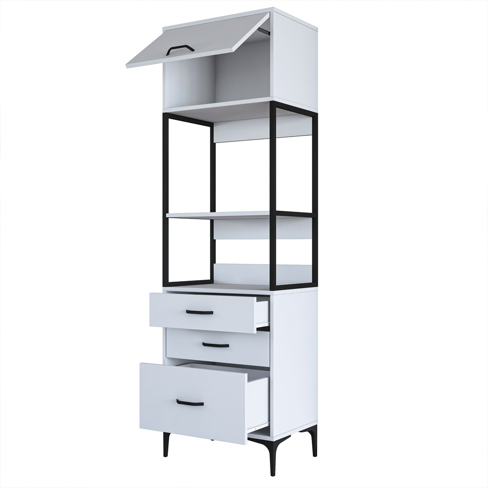 Arlivo Wooden Coffee Station Cabinets with 3 Drawers in White