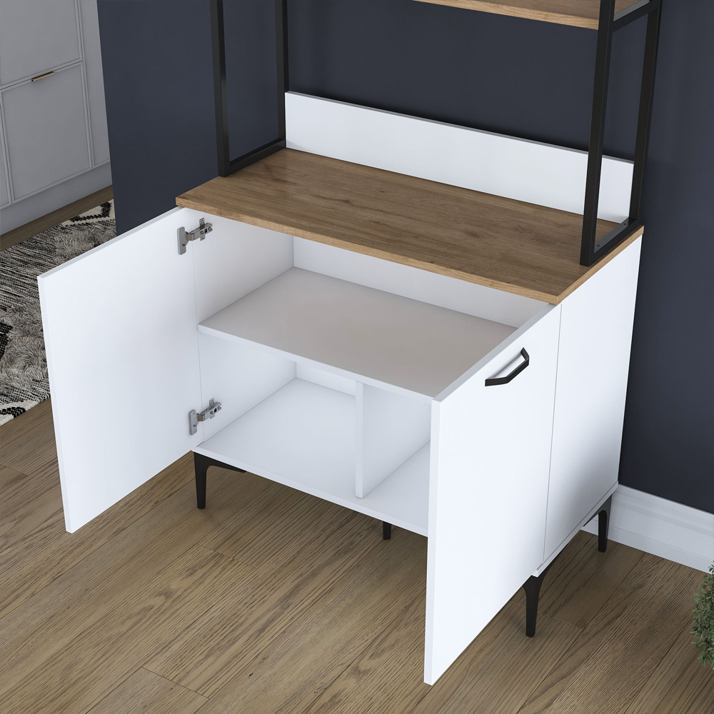 Arlivo Wooden Coffee Station Cabinets with 5 Doors in White and Black
