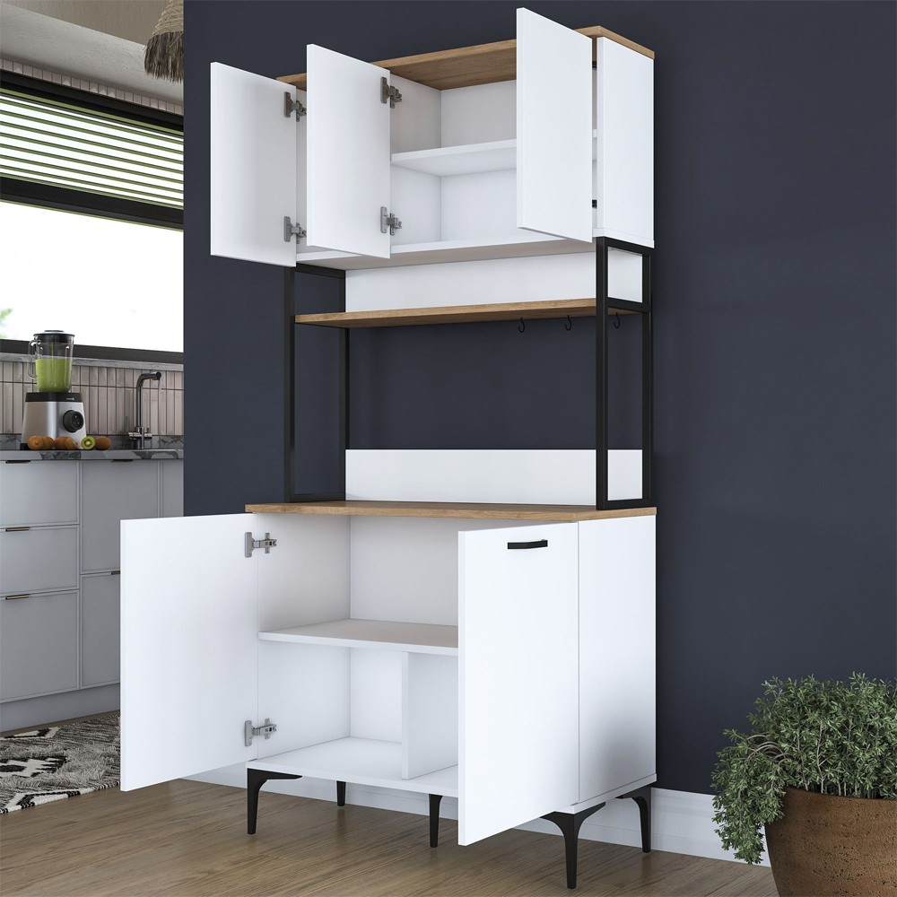 Arlivo Wooden Coffee Station Cabinets with 5 Doors in White and Black