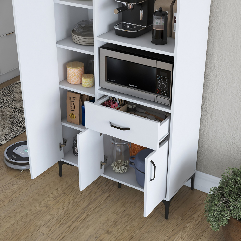 Arlivo Wooden Coffee Station Cabinets with 5 Doors in White