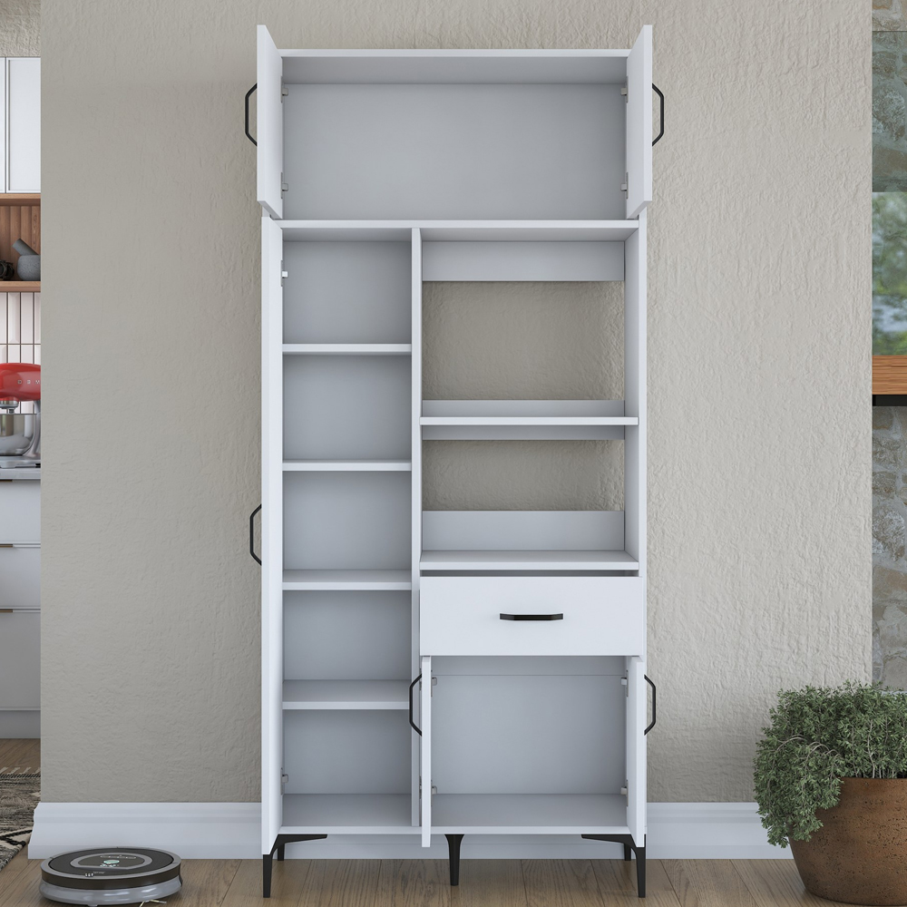 Arlivo Wooden Coffee Station Cabinets with 5 Doors in White