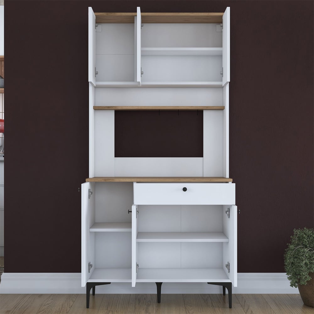 Arlivo Wooden Coffee Station Cabinets with 6 Doors in White