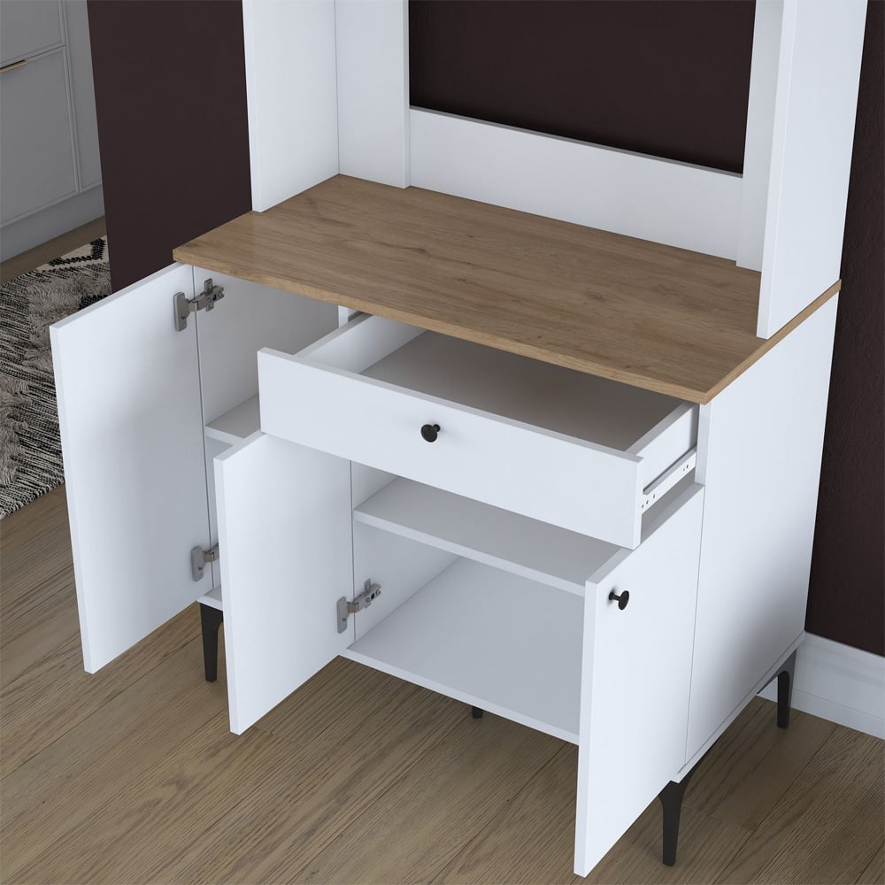 Arlivo Wooden Coffee Station Cabinets with 6 Doors in White