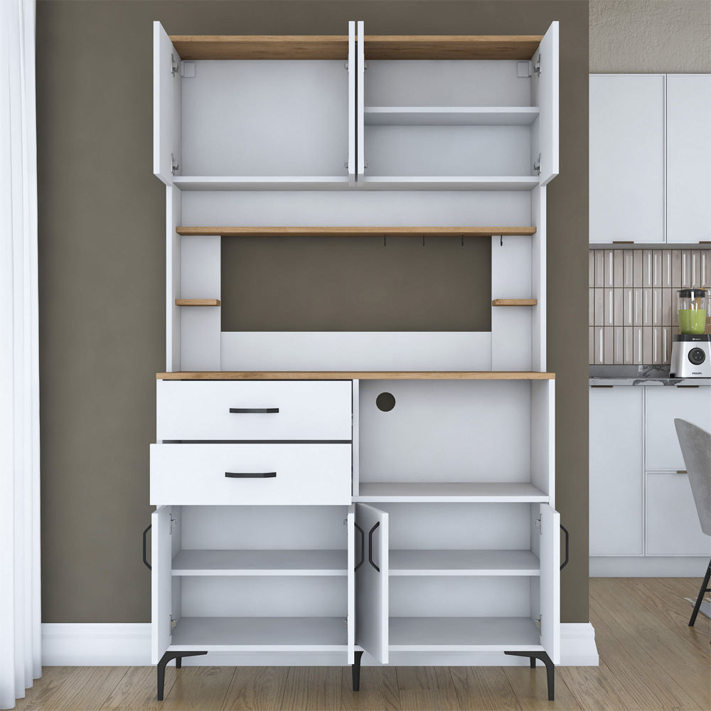 Arlivo Wooden Coffee Station Cabinets with 8 Doors in White and Black
