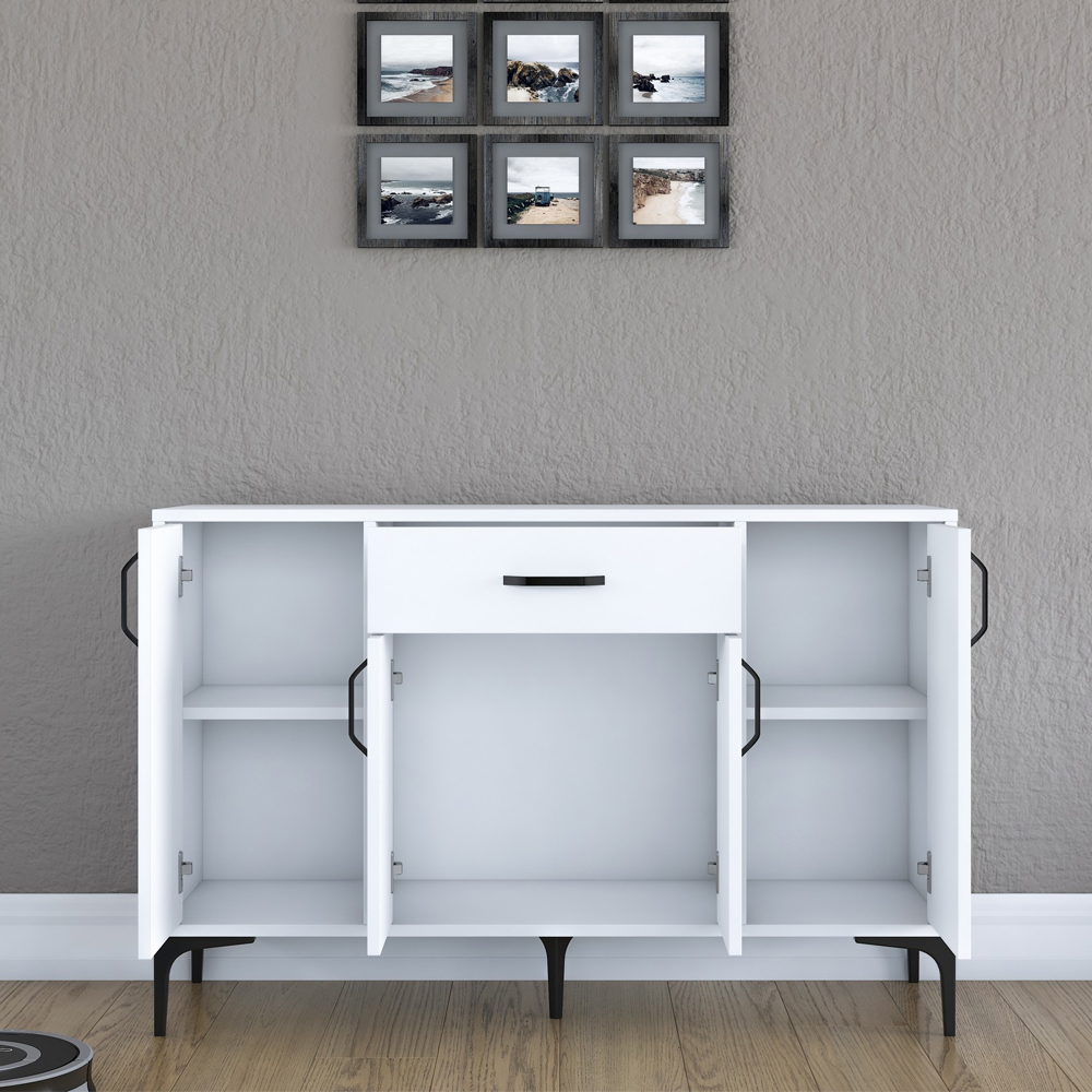 Arlivo Wooden Coffee Station Cabinets with 4 Doors in White