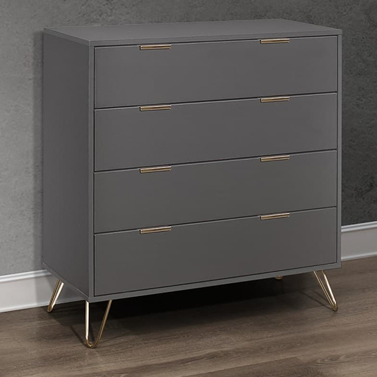 Photo of Aral wooden chest of 4 drawers in charcoal