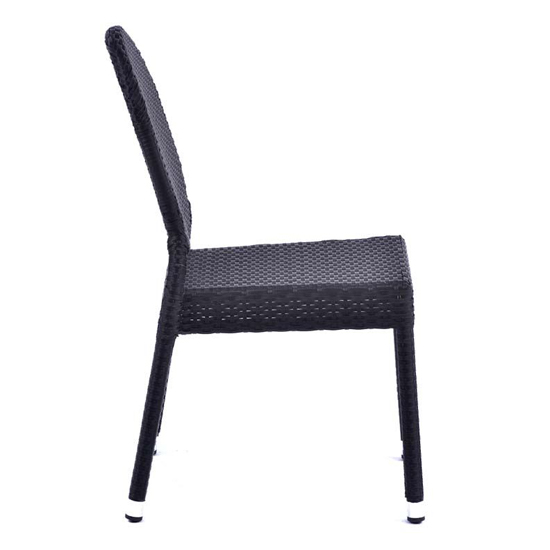 Arlo Outdoor Classic Weave Rattan Side Chair In Black