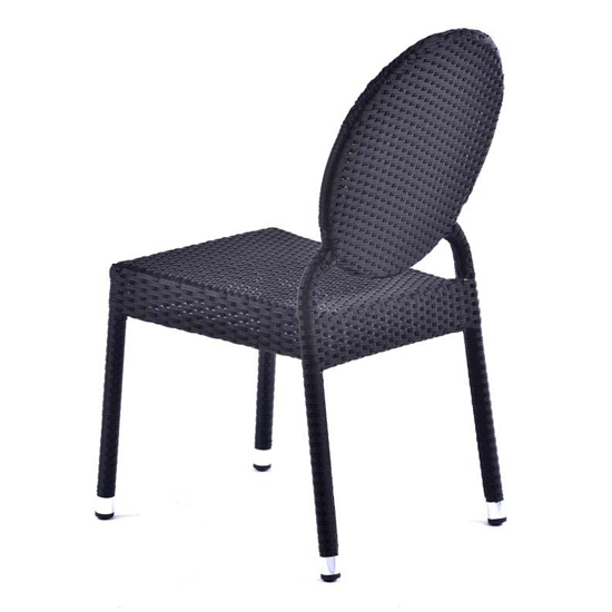 Arlo Outdoor Classic Weave Rattan Side Chair In Black