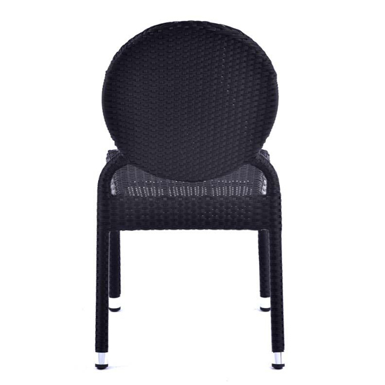 Arlo Outdoor Classic Weave Rattan Side Chair In Black