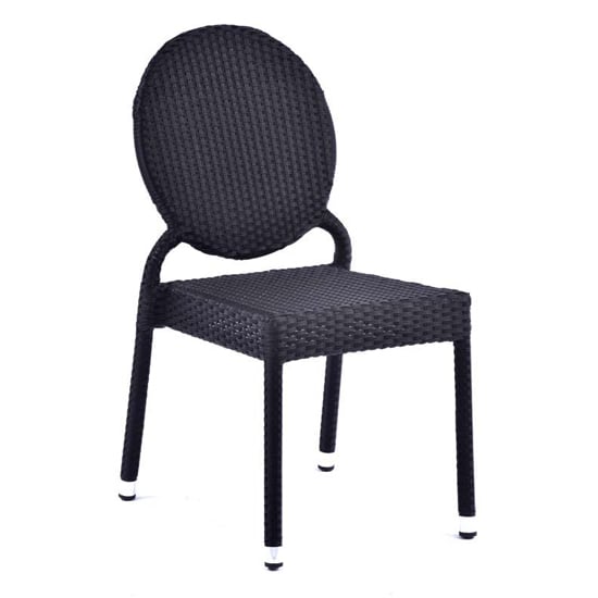 Arlo Outdoor Classic Weave Rattan Side Chair In Black