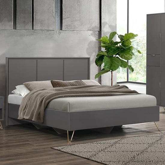 Photo of Aral wooden double bed in charcoal