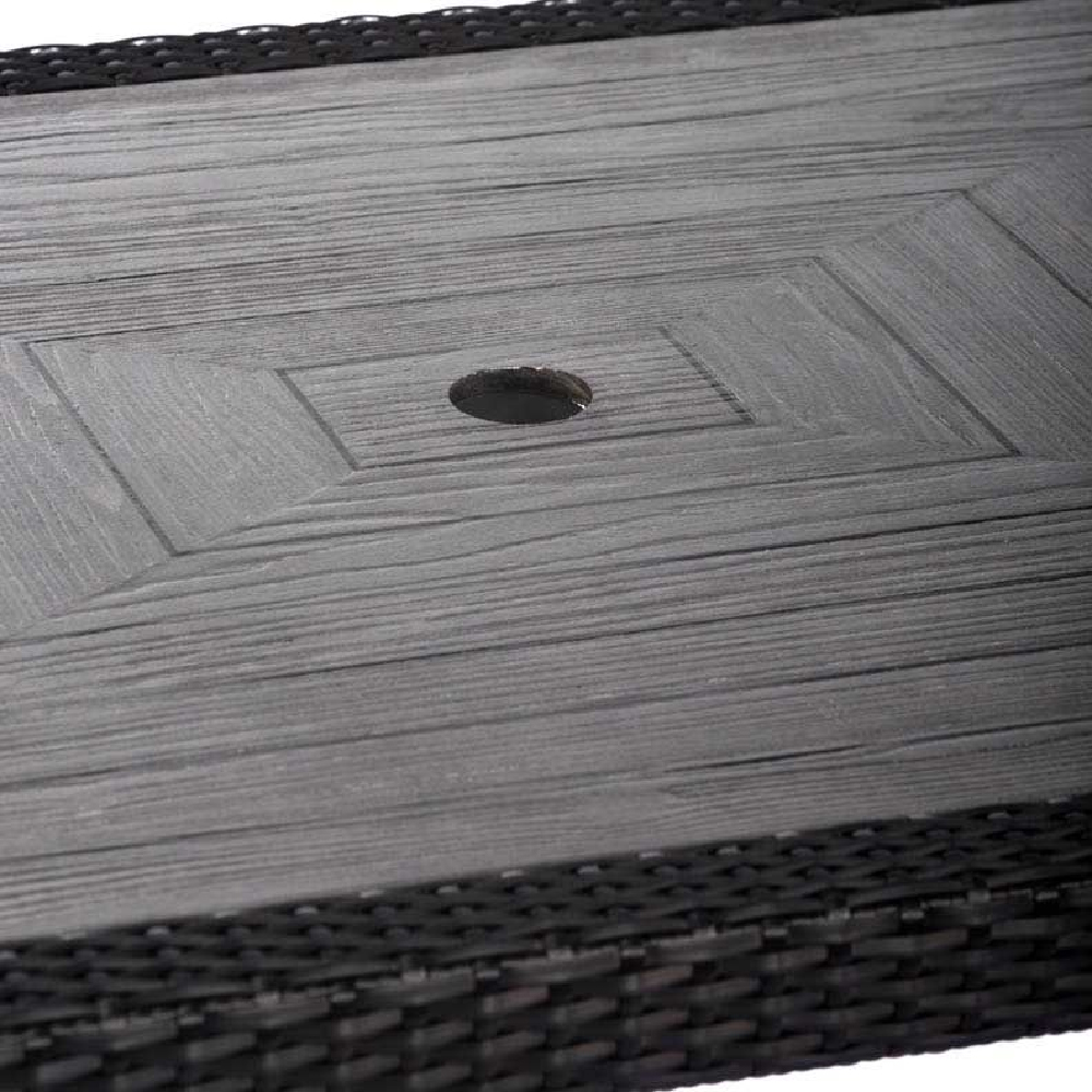 Arlo Grey Polyresin Rectangular Dining Table With Black Weave