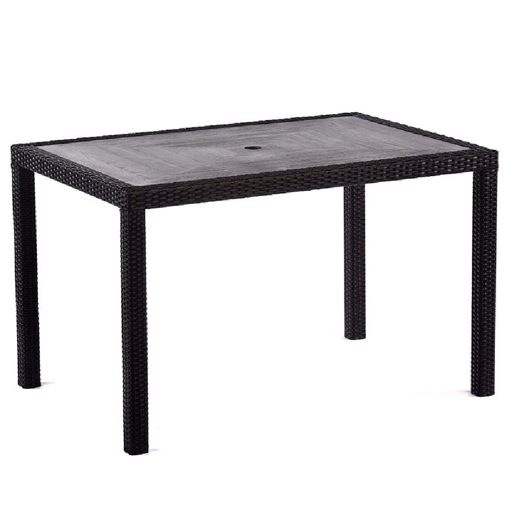Product photograph of Arlo Grey Polyresin Rectangular Dining Table With Black Weave from Furniture in Fashion