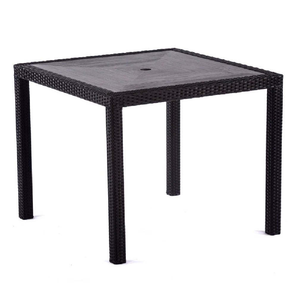 Product photograph of Arlo Grey Polyresin Square Dining Table With Black Brown Weave from Furniture in Fashion