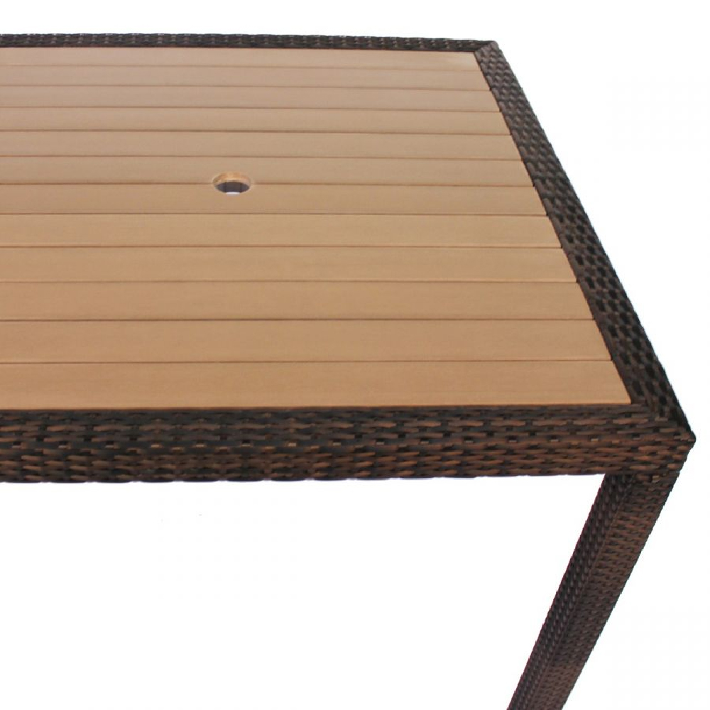 Arlo Natural Polyresin Square Dining Table With Black Brown Weave