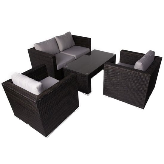 Read more about Arlo rattan classic lounge set with glass top table in brown