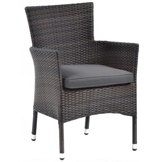Arlo Outdoor Rattan Dining Table With 6 Armchairs In Black Brown