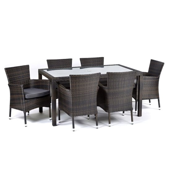 Arlo Outdoor Rattan Dining Table And 6 Newbury Chairs