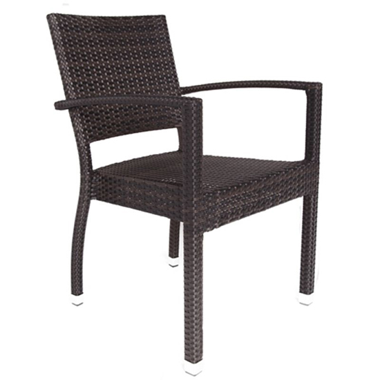 Arlo Outdoor Rattan Dining Table With 4 Armchairs In Black Brown