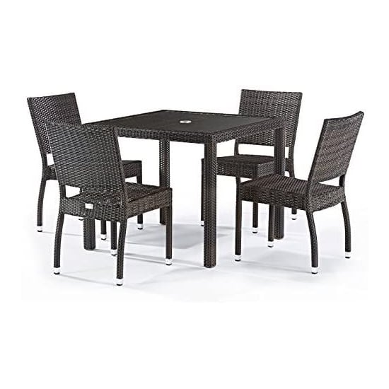Read more about Arlo rattan square dining table and 4 side chairs in black brown