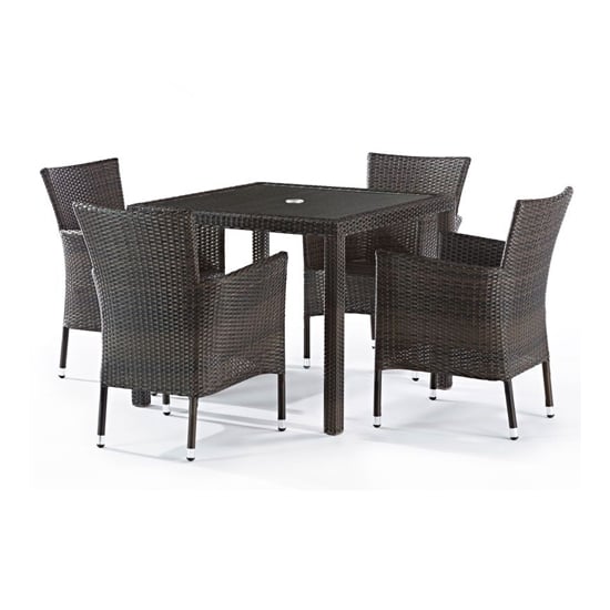 Read more about Arlo outdoor rattan dining table with 4 chairs in black and brown