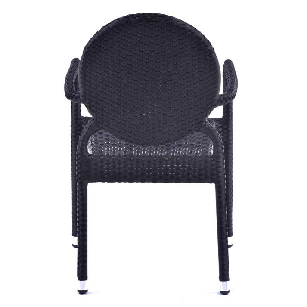 Arlo Black Rattan Stacking Arm Chairs In Pair