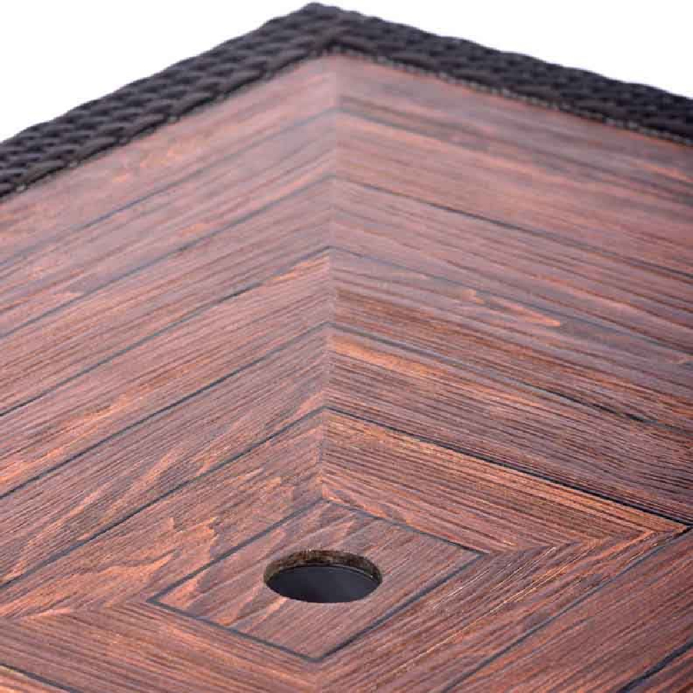 Arlo Teak Polyresin Rectangular Dining Table With Black Weave