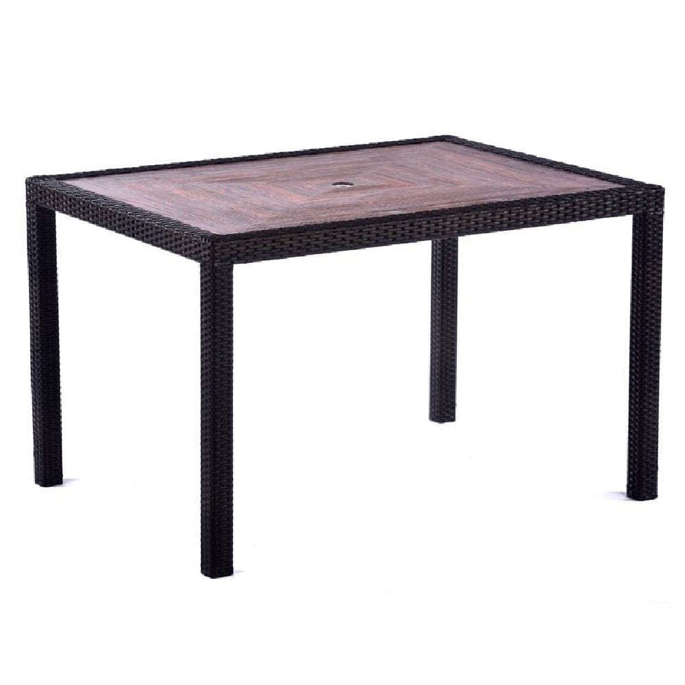 Product photograph of Arlo Teak Polyresin Rectangular Dining Table With Black Weave from Furniture in Fashion