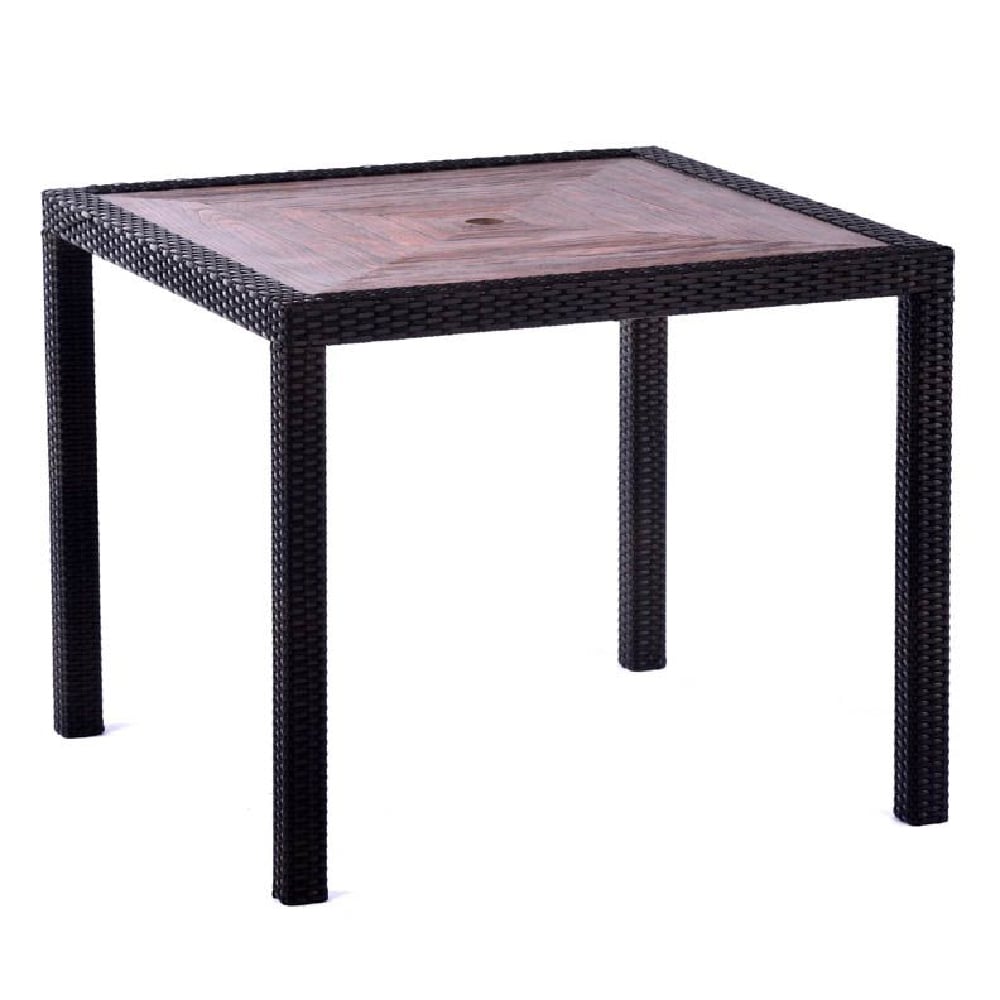 Product photograph of Arlo Teak Polyresin Square Dining Table With Black Brown Weave from Furniture in Fashion