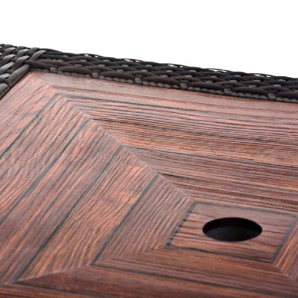 Arlo Teak Polyresin Square Dining Table With Black Weave
